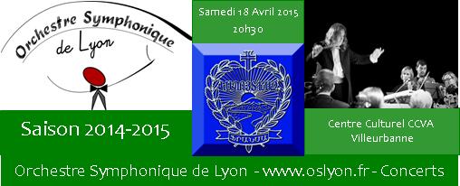 Concert de l'Orchestre Symphonique de Lyon a Villeurbanne le 18 Avril 2015