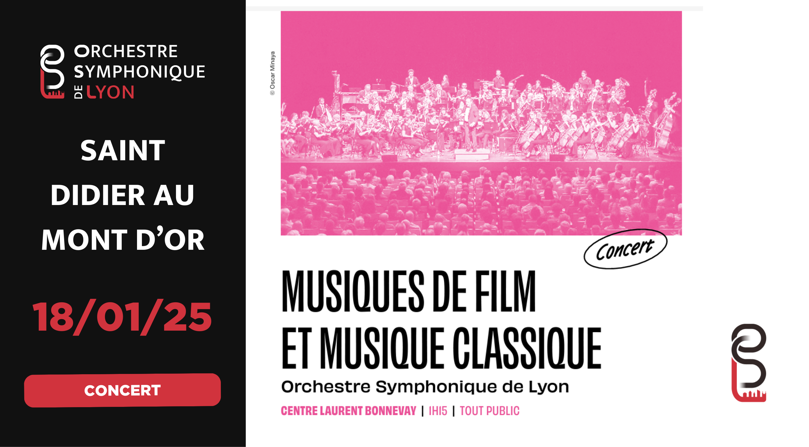 Concert de l'Orchestre Symphonique de Lyon à Saint Didier au Mont d'Or le 18 janvier 2025 à 20h30 au centre Laurent Bonnevay
