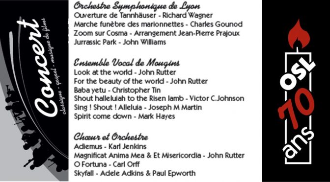 Programme des Concerts Orchestre Symphonique de Lyon et Ensemble Vocal de Mougins
